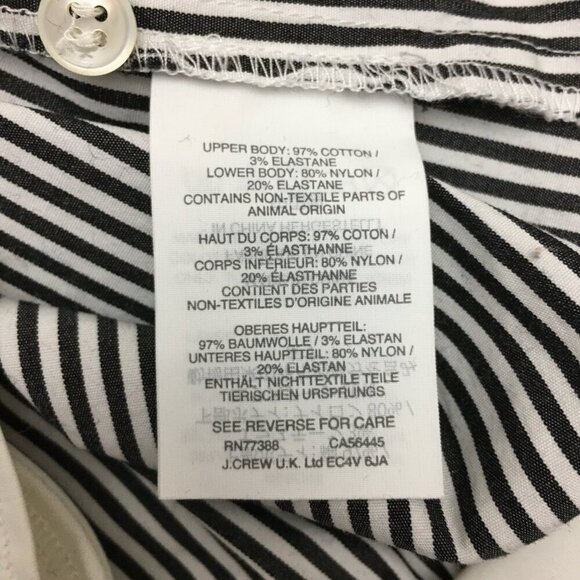 J. Crew Black White Stripe Shirt Stretch Tailored Perfect Bodysuit Long Sleeve 4 - Picture 8 of 9